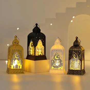 Nicro Wholesale Middle East Ramadan Hanging Moon Star Temple Islamic Muslim Plastic Decoration Eid Mubarak Electric Night Light