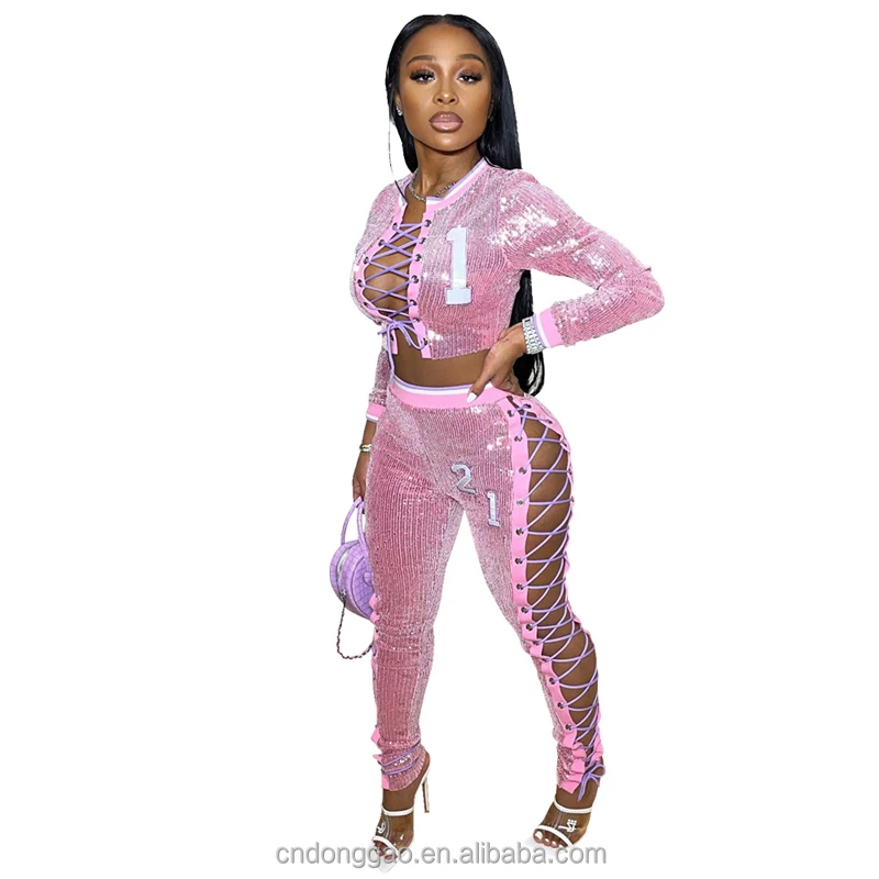 Women Outfit Pink Two Piece Sport 