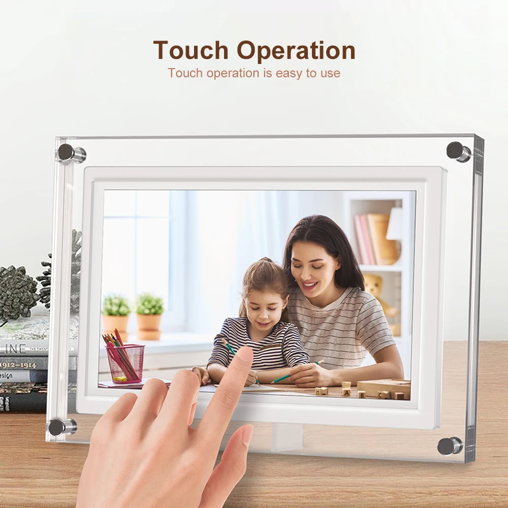 AMABOO Acrylic WiFi Digital Photo Frame with Video Playback & MP3 Support-5/7/10.1 Inch Sizes-Mother's Day Gift