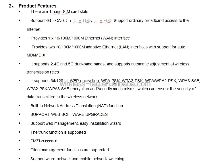 Wireless-tag WT7981PD6L - 4G CAT6 Wifi 6 Router with A53 IC