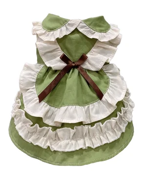 Green Cute Princess Pet Dress with Tiara for Small Dogs Adorable Princess Skirt for Dogs