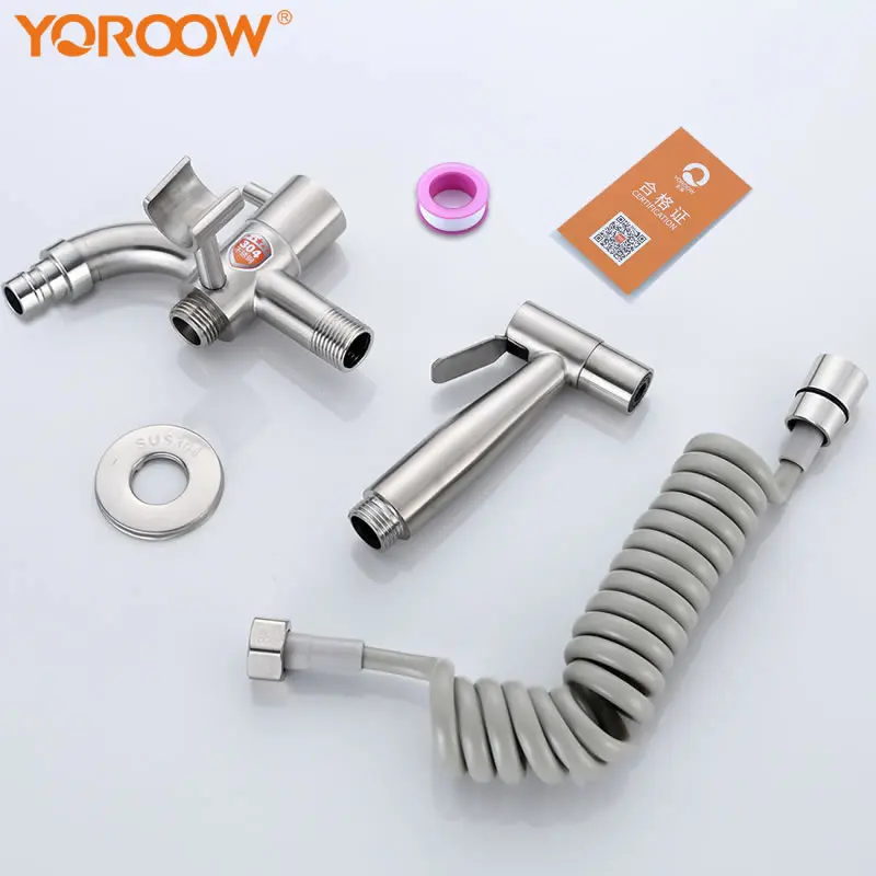 Ручной Биде из нержавеющей стали 304, распылитель для унитаза, многофункциональный быстрооткрывающийся биде для холодной воды с шлангом для ванной комнаты