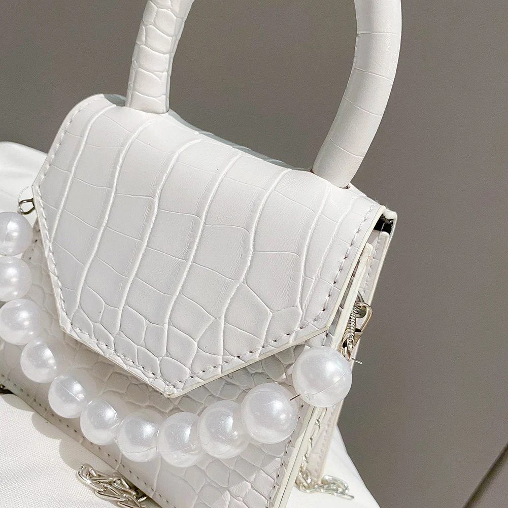 Pearl Handle Super mini Design PU Leather Shoulder Bags