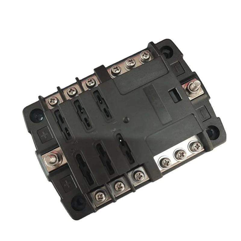 6 Circuits Blade Fuse Box with Negative Bus Cover ST Blade 6 Way Fuse Block Fuses for Cars