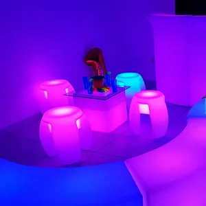 Modern LED Light-Up Triangle Cube Plastic Bar Stool for Outdoor & Living Room Use Eco-Friendly Durable Design