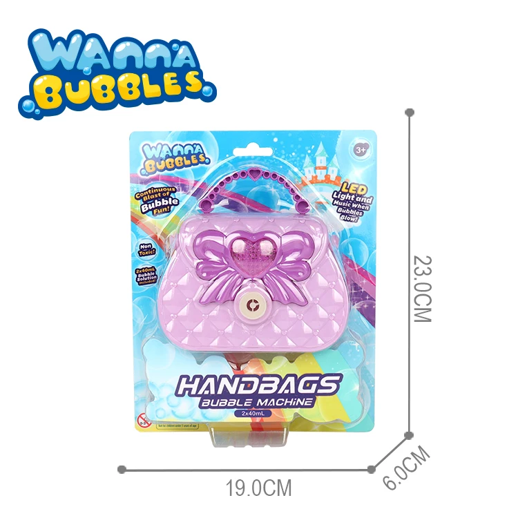 2023 New Arrived automatic bubble machine plastic toys girls purse handbags toy bubbles for kids