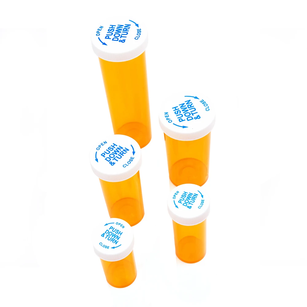 Апельсиновые пластиковые флаконы для крышек с принтом логотипа на заказ rx лекарство от 6 dram до 60 противоударные защитой