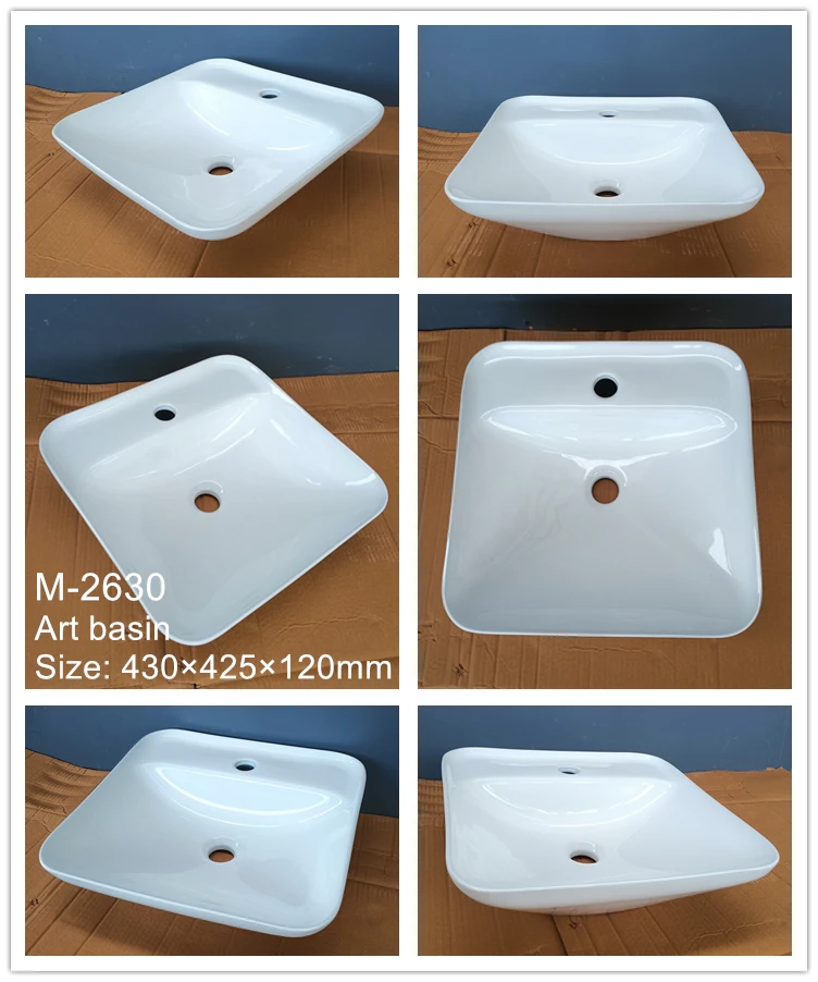 Cheap Bathroom Ceramic Top Rectangular Vanity Hand Wash Basin for Hotel Bathroom Sink