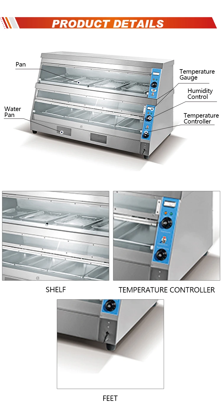 Basic Customization Food Warmer Showcase/Curved Glass Warming Displayer  /Stainless Steel Warmer Hw-838-3 - China Catering Equipment, Kitchen  Equipment