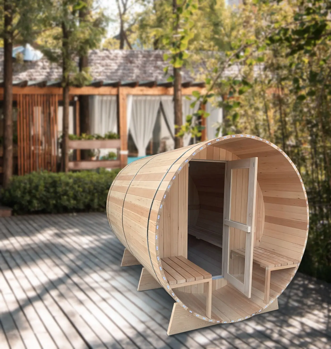 Outdoor Traditional Steam Barrel Sauna Cabin Hammam Wood Sauna Dome
