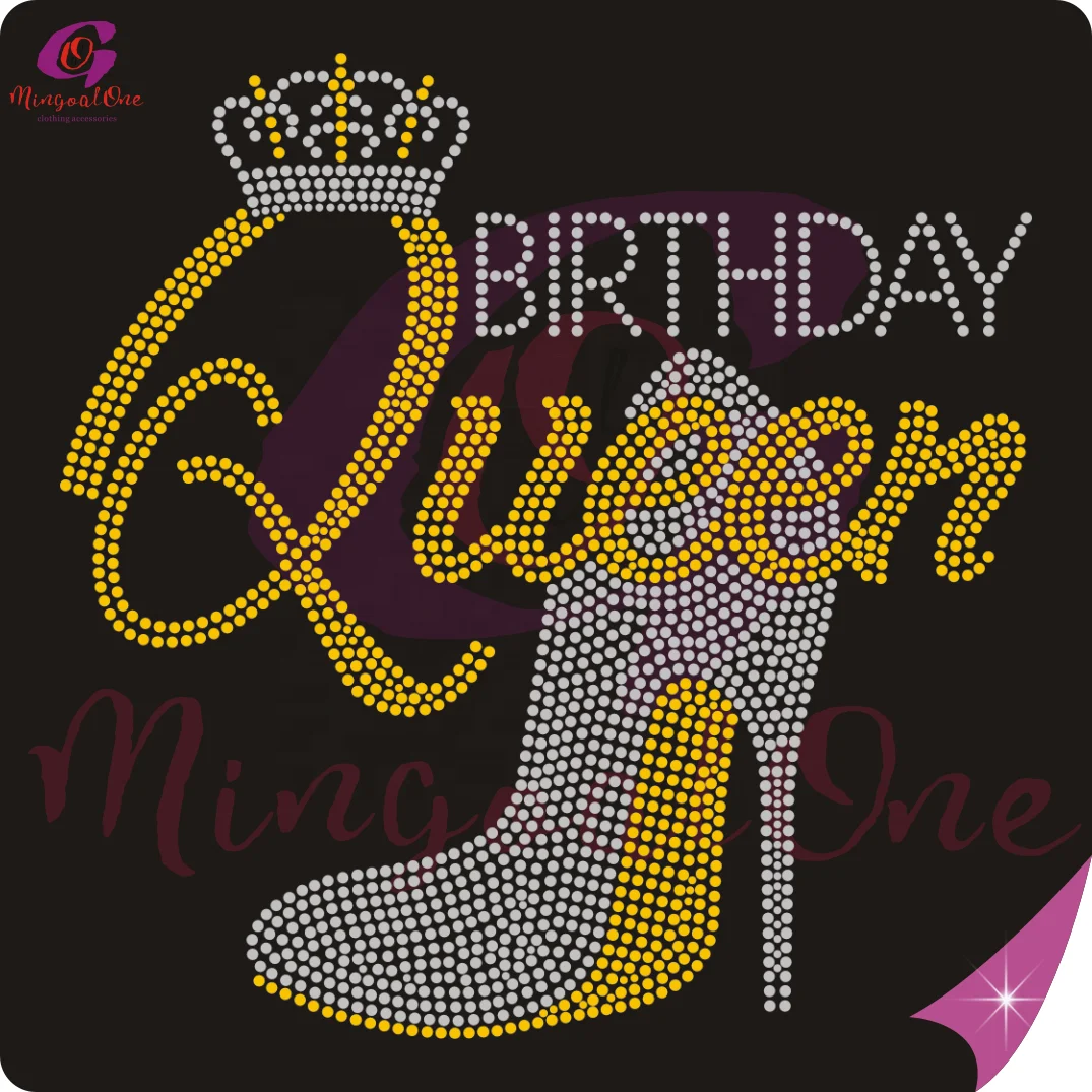 Customized Logo Step Into My 50th Birthday Rhinestone Iron on Applique Design Fashion Bling Rhinestone Transfer for Shirt