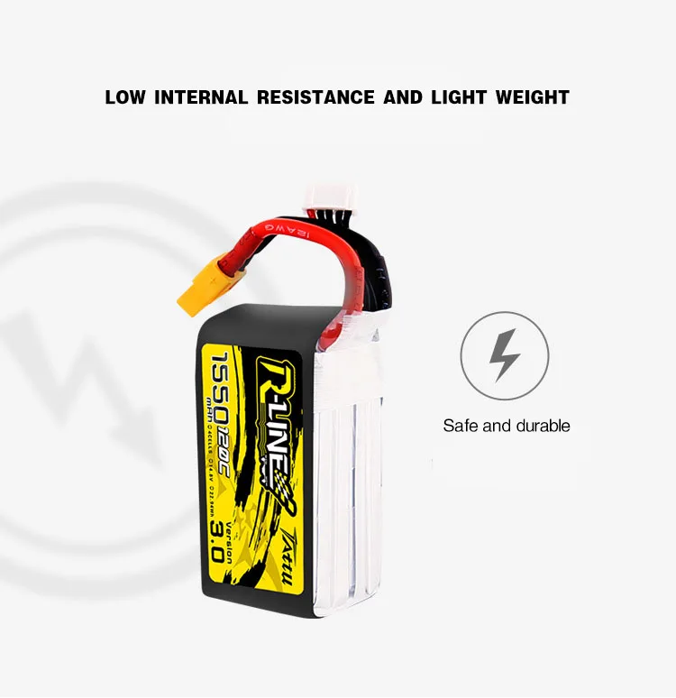 2X Tattu R-Line 22.2V 2200mAh 150C 6S Lipo Akku XT60U-F Für