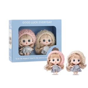 ITTL 2PCS 1.5inch Mini Cartoon Big Eyes Dolls TPR ABS Material FUWAN Family Dolls