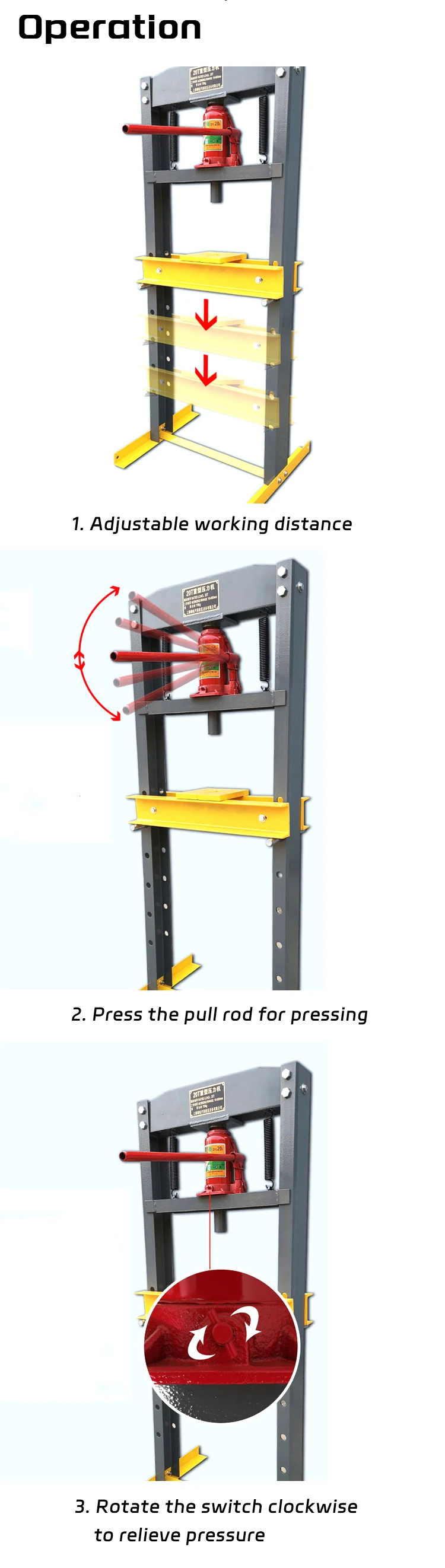 20 Ton Portable Hydraulic Shop Press With Hand Pump  20 Ton Hydraulic Shop Press One year Warranty supplier