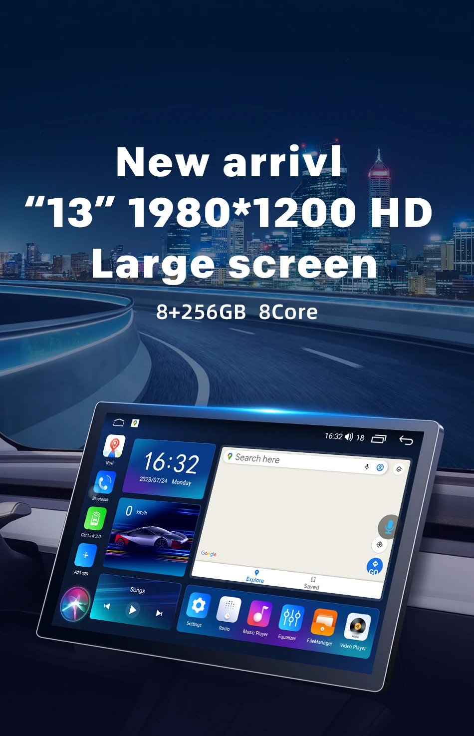 Car Player Android 13 Inch Car Multimedia Player 2g 32g Aux Usb Wifi Bt