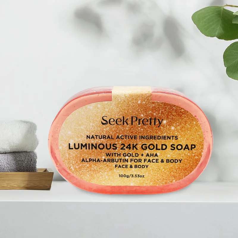 OEM ODM натуральное мыло ручной работы 24k золотое осветляющее увлажняющее для лица мытья тела