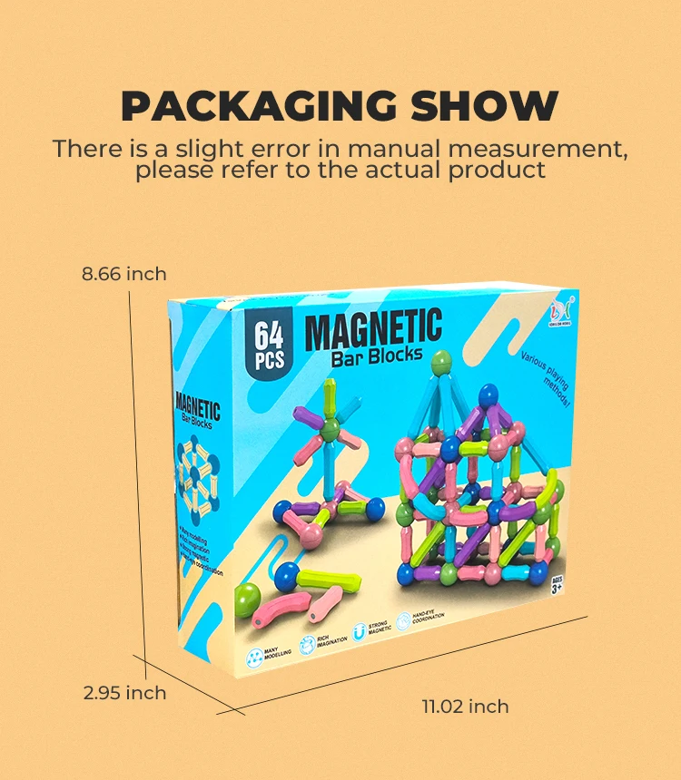 64pcs Baby Large Particles Plastic Building Blocks Kids Educational