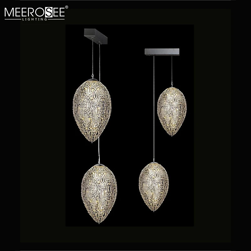 MEEROSEE Hot Selling Indoor Designs Pendant Light Staircase Single Small Pendant Stainless steel Crystal Hanging Lamp MD86719