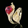 Corindón rojo tamaño abierto 5#Anillo