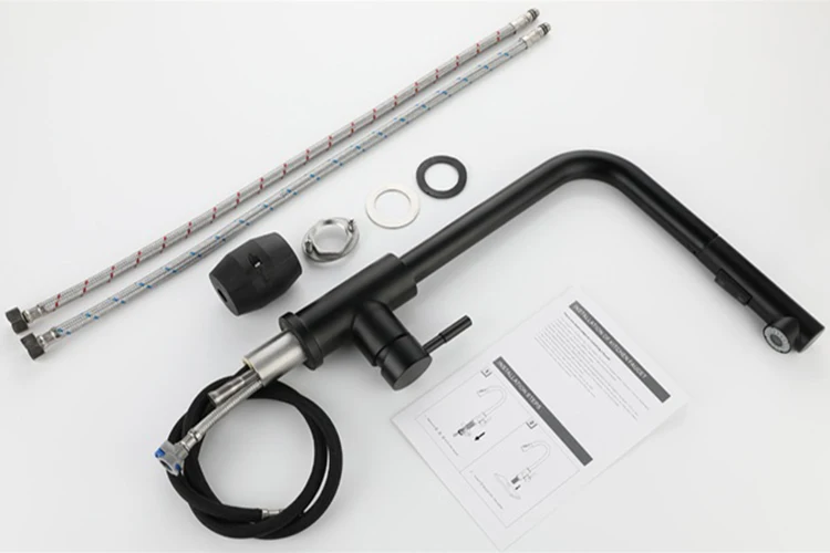 Grifos de fregadero de agua de grifo de cocina de acero inoxidable, grifo de cocina con cabezal extraíble