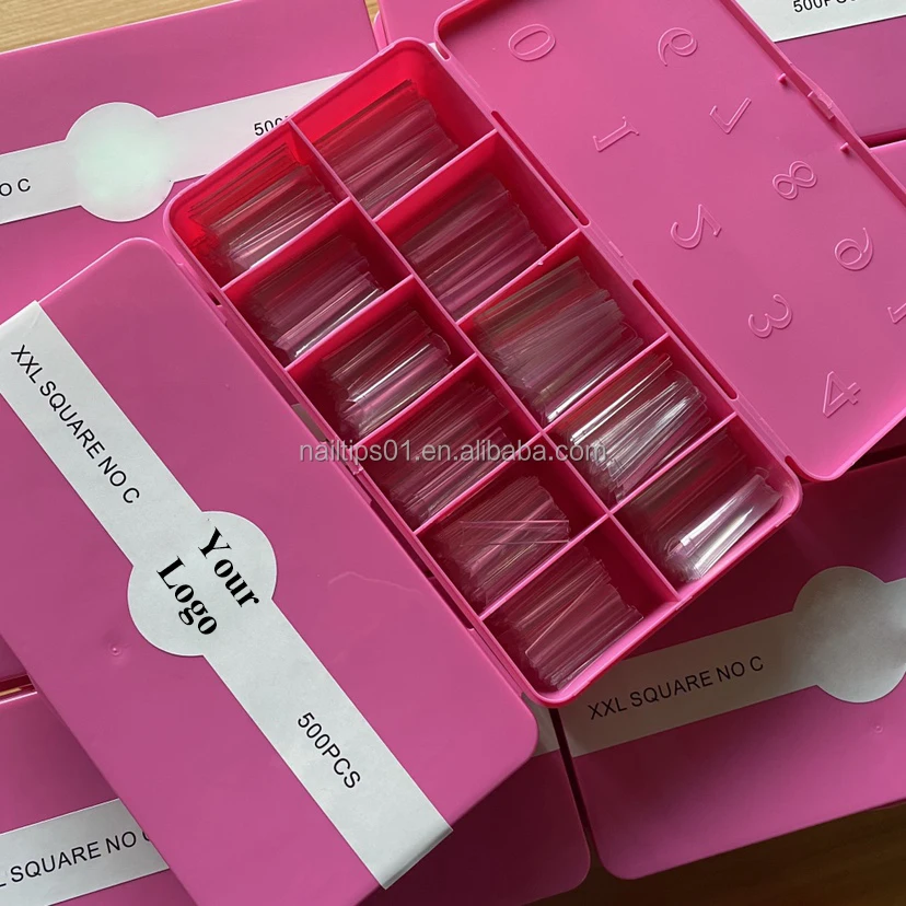 Xxl Nail Tip Box Storage Private Label Custom Numbered Plastic Clear