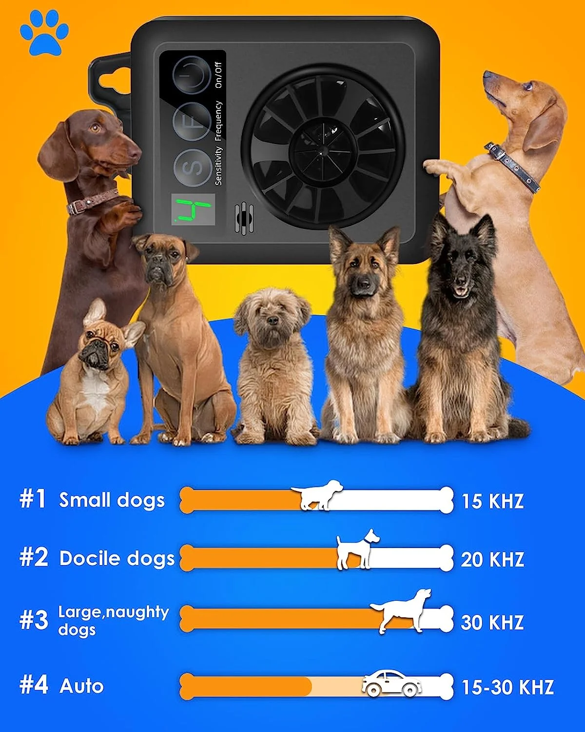 Rechargeable 50FT Ultrasonic Bark Control Devices Stop Neighbors Dog Barking Dog Bark Deterrent Device