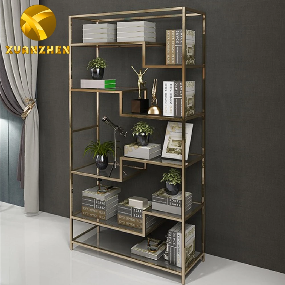 Роскошная мебель Современный Высококачественный декор из нержавеющей стали шкаф книжные шкафы книжная полка для свадьбы