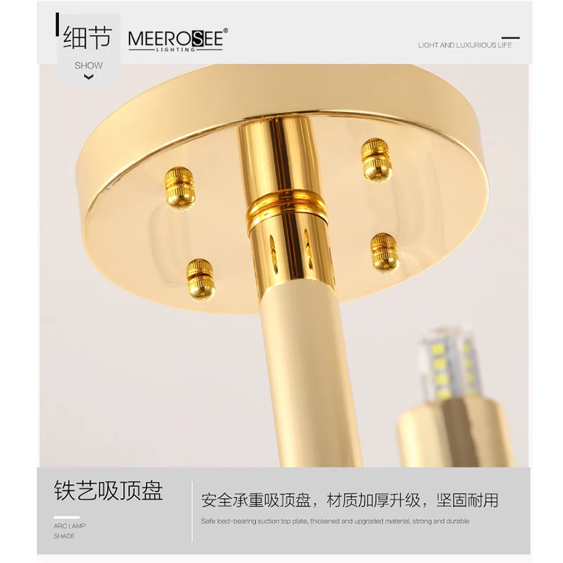 Meerosee Bamboo Light Chandeliers Gold Plated Iron Chandelier Lustres Modernes Contemporary Lighting MD86811