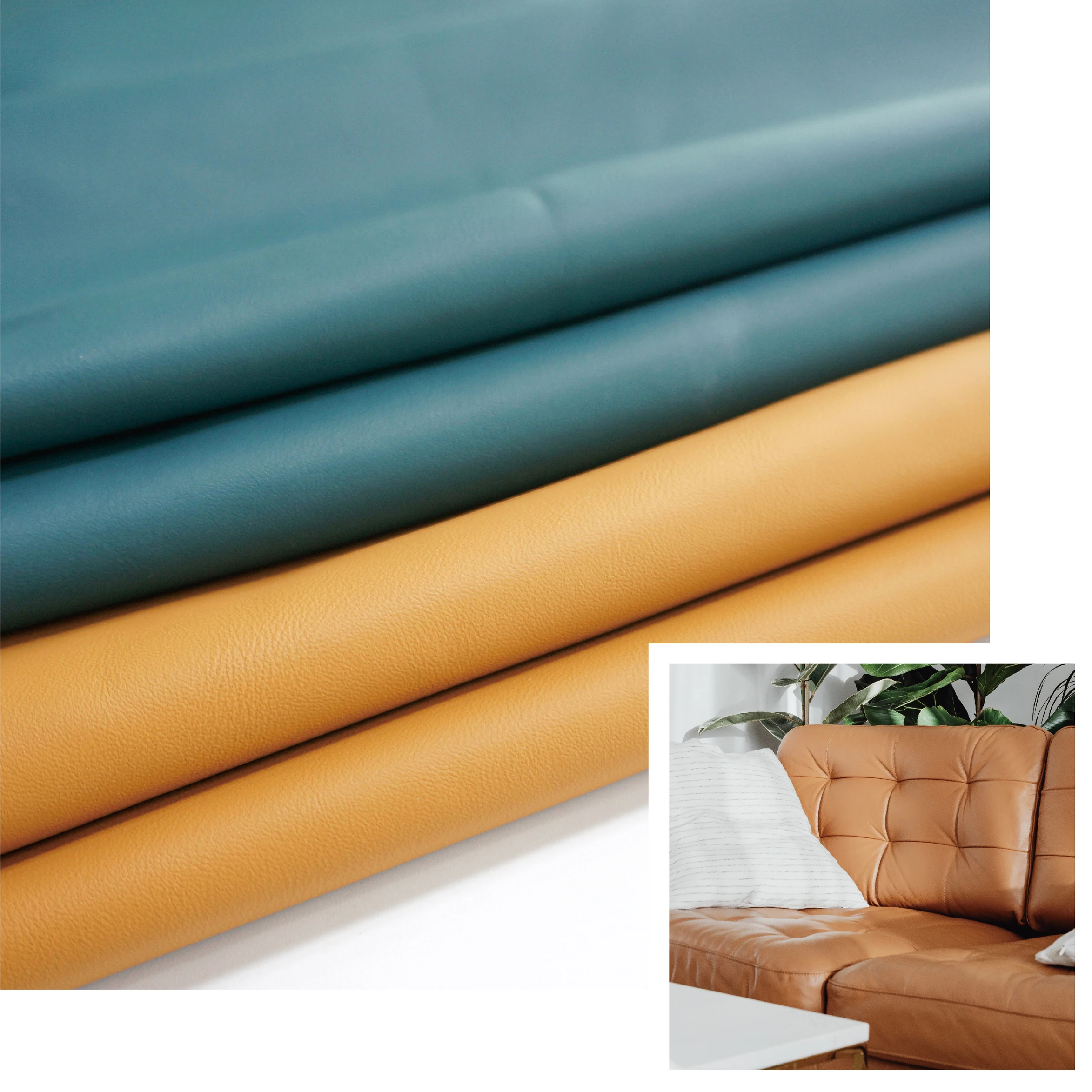 Stain Resistant Solvent Free Leather Fabric Silicone PU Leather for Sofa Upholstery