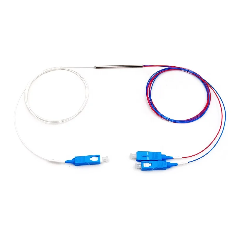 PLC Steel Tube Type FTTH Fiber Optical Splitters 1x8 1x4 1x2 Splitter Ratio PLC Splitter