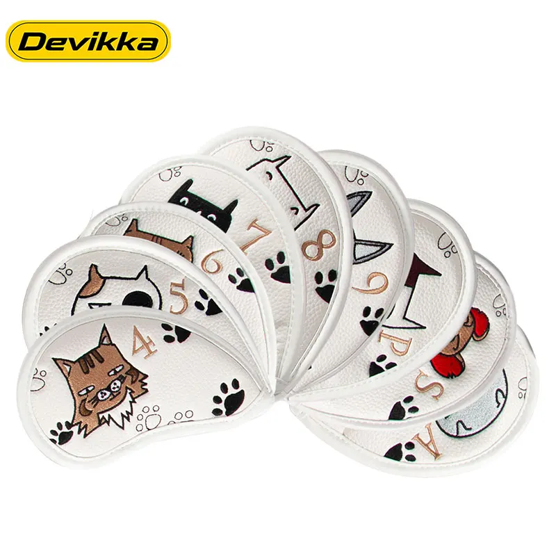 Devikka Konday OEM Customizable Waterproof PU Leather Lightweight White Golf Iron Headcover Set Custom Logo Customized Design