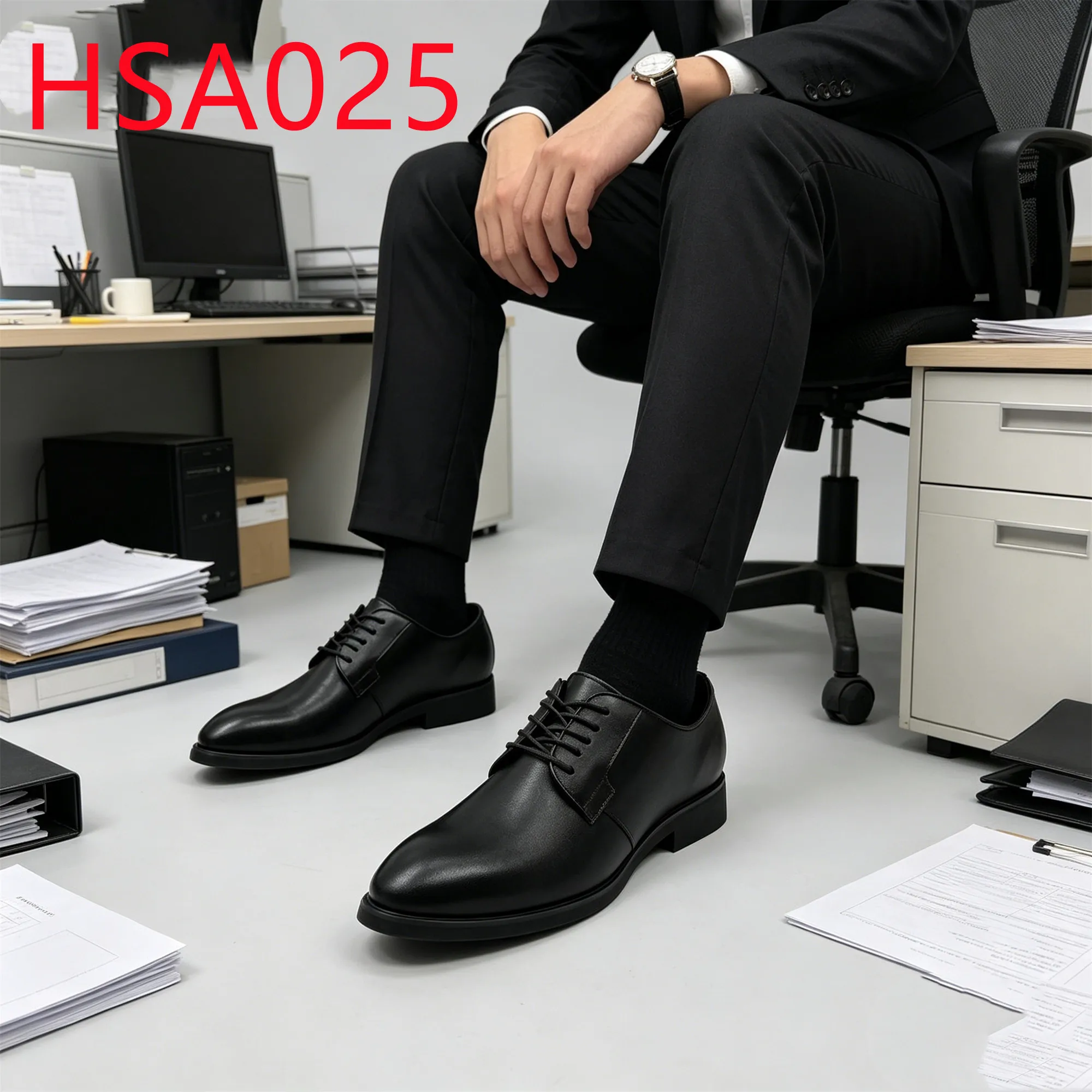 HY,Quality Shining/Matte Leather Brown/black Hua Singh Uniform Shoes Client Meeting Lace up Administrative Office Shoes HSA025