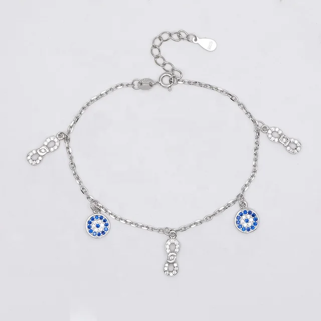 Jewelry wholesale custom adjustable unlimited bracelet turkish aretas devil eye bracelet 925 sterling silver bracelet for women