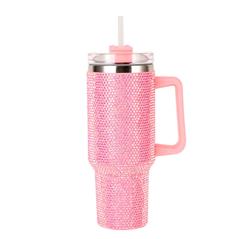 Gift Use Glitter 40oz Rhinestone Bling Diamond Vacuum Insulated Stainless Steel Bottle Cup 40oz Tumbler with Handle with Lids