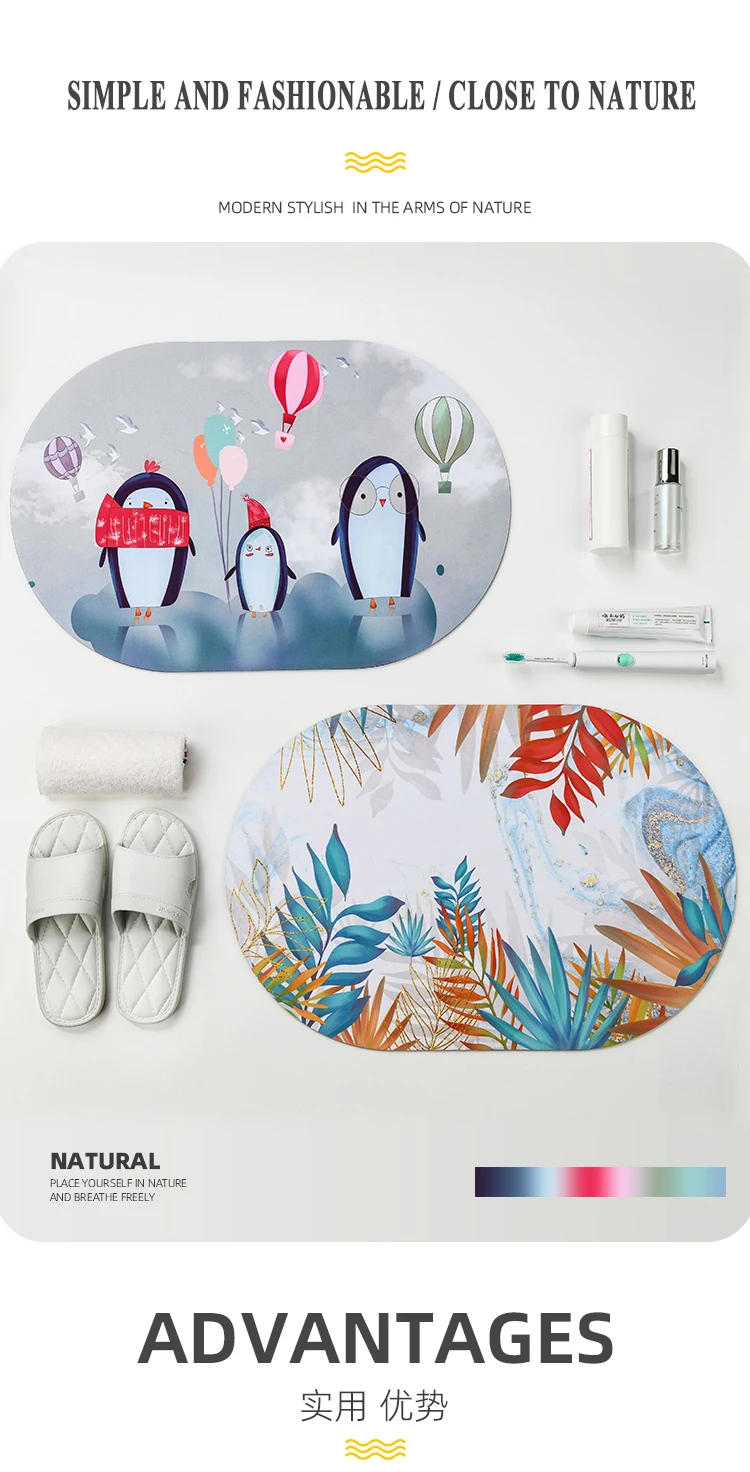 Factory Custom Size Bathroom Mats Water Absorbent Rug Wearresisting