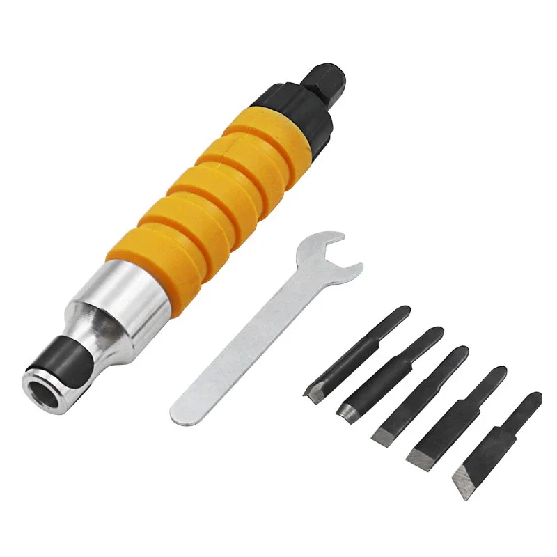 Scalpello Elettrico Per Legno – Set Intaglio Con 5 Teste E Albero Flessibile, Per Sculture E Mobili