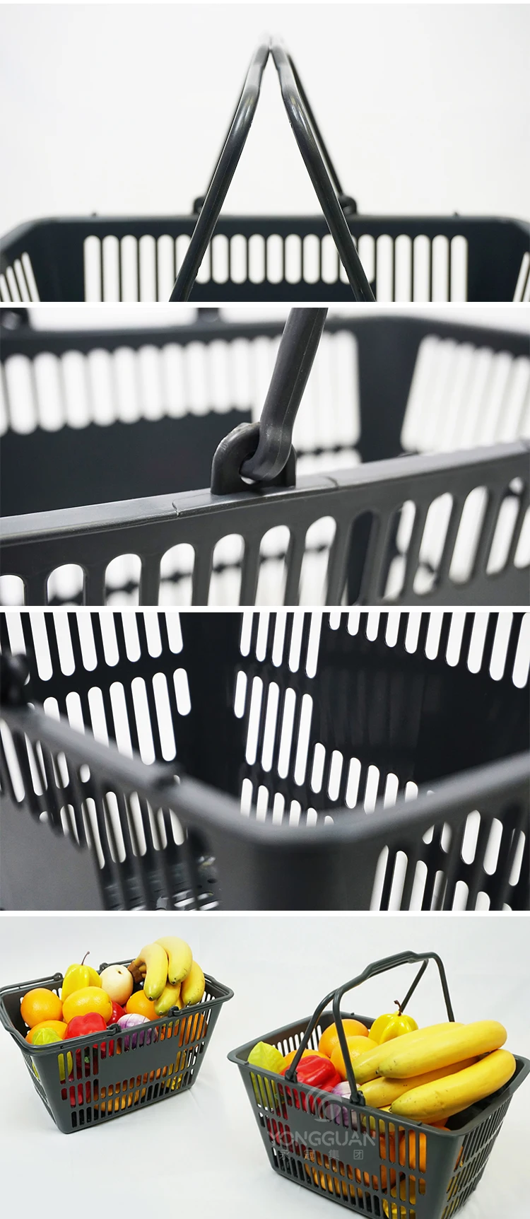Two Handle Foldable Shopping Baskets For Retail Stores Store Shopping