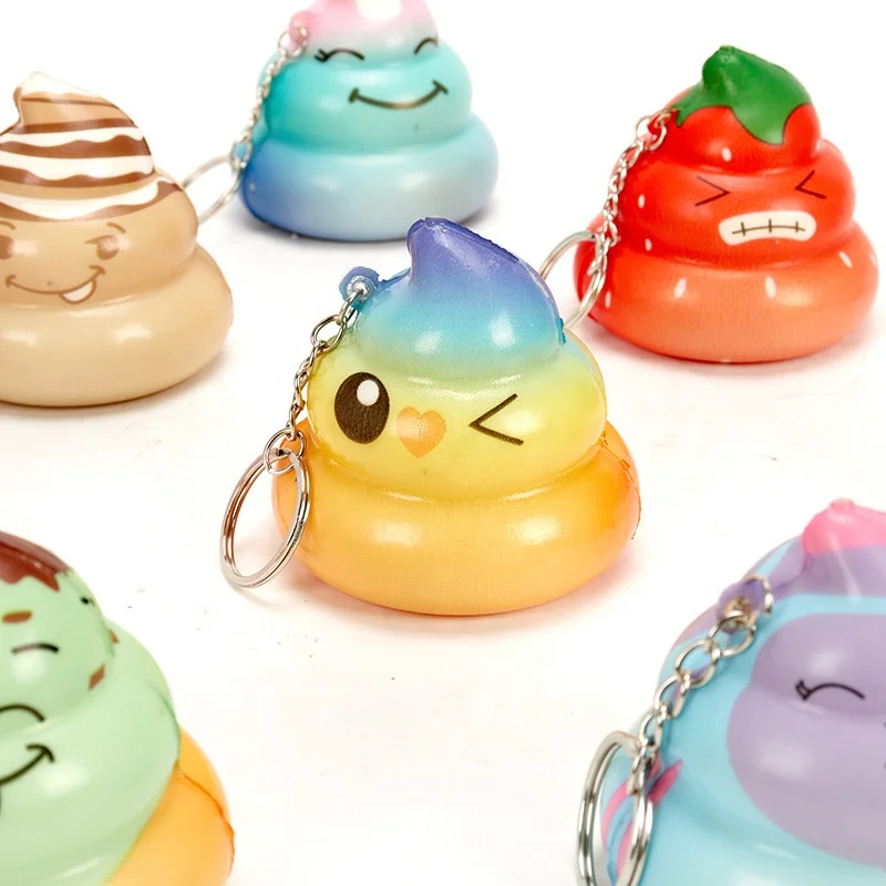 Custom Scented Kawaii PU Foam Poo Squishies Keychain