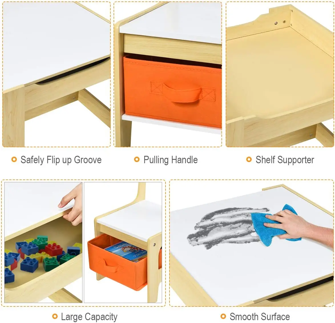 Kids Table And Chair Set Double Side Tabletop With Storage Box Wooden ...