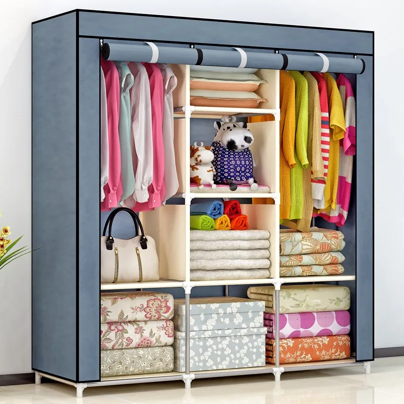 Customized Modern Simple Cheap Kids or Baby Bedroom Furniture Exoand Fabric Cloth Wardrobe