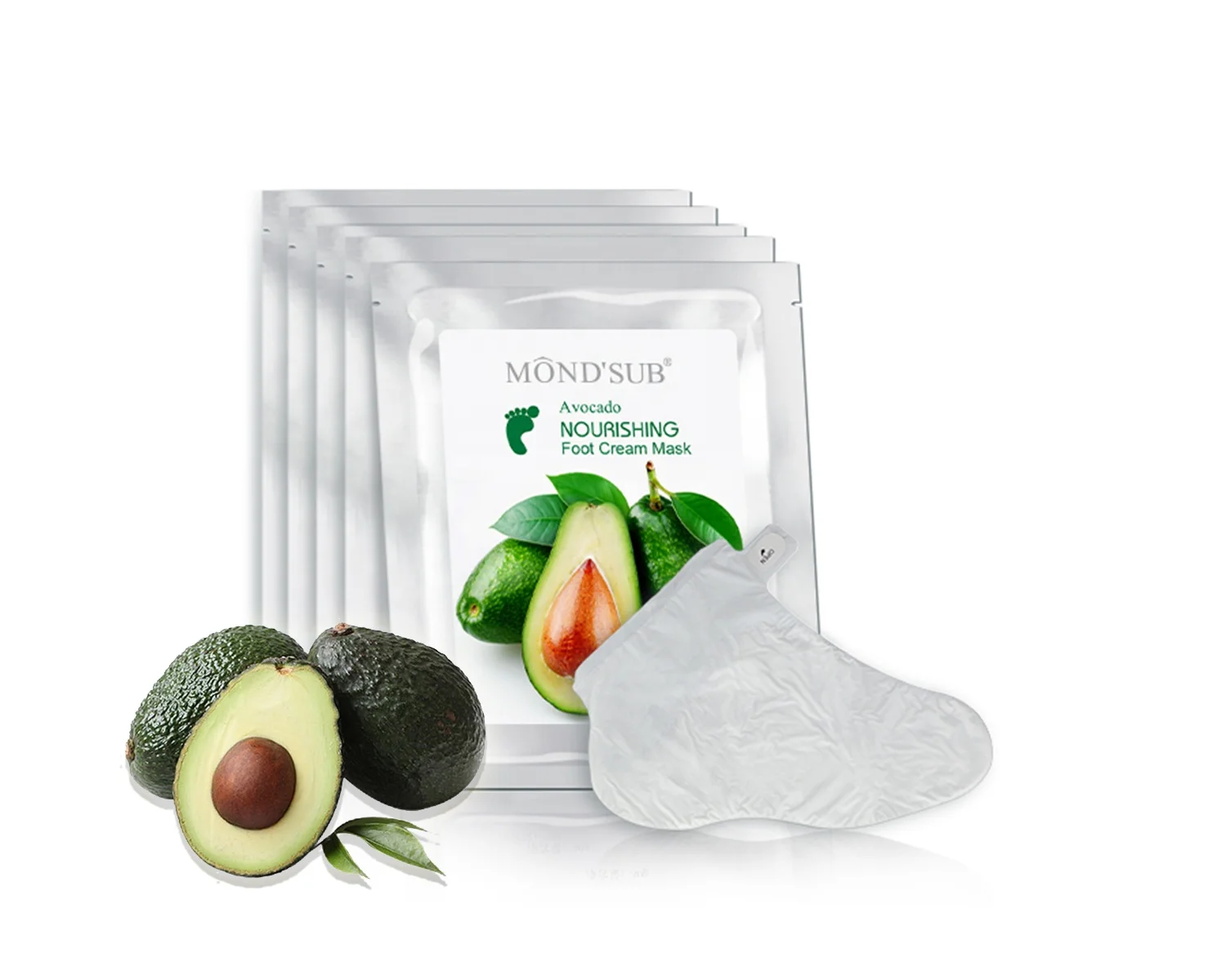 
Собственная Марка, питательная отбеливающая маска-авокадо для ног, одноразовая портативная спа-гелевая маска для ног 