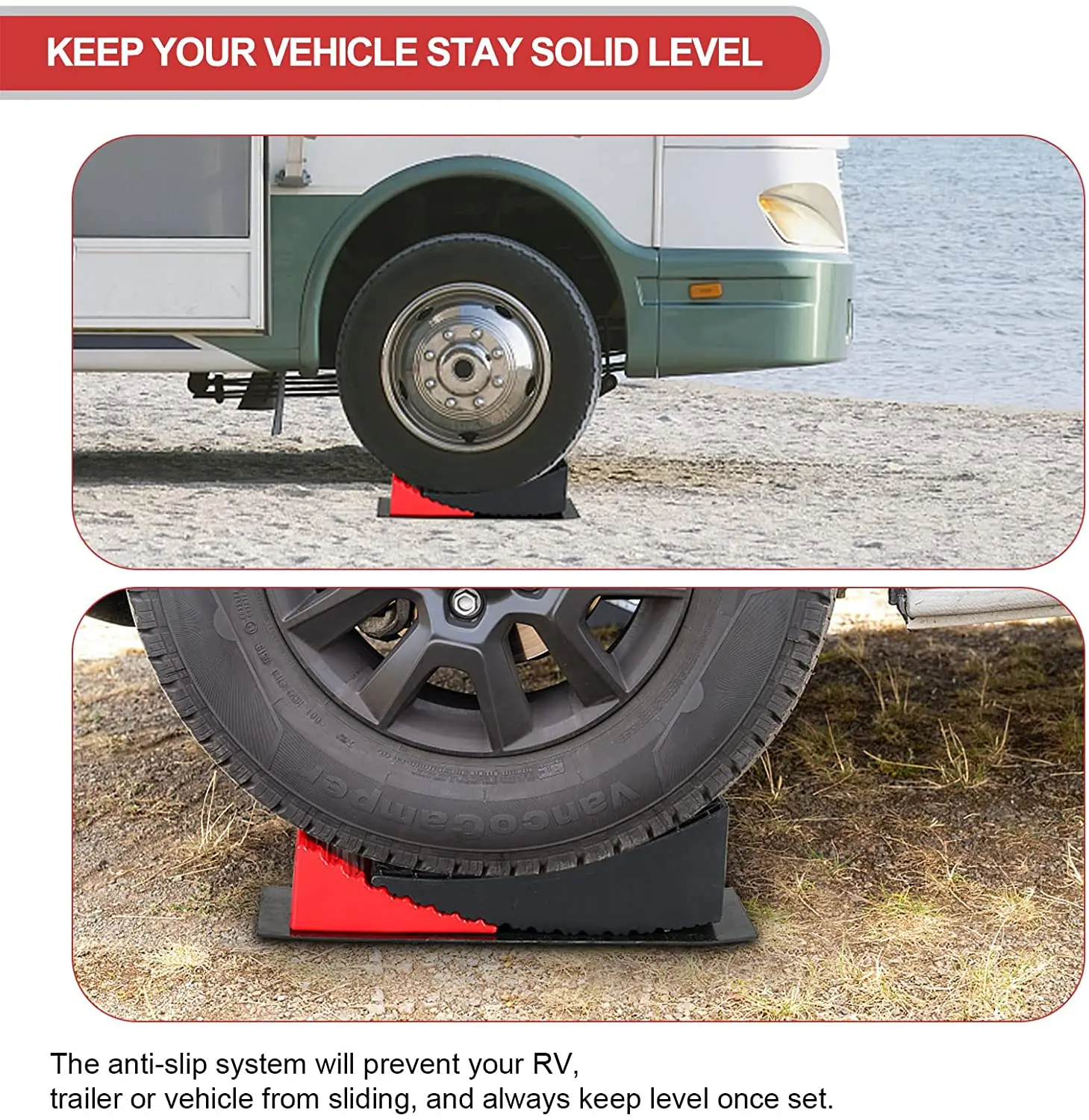 New Version up to 35,000 Lbs Non-Slip Design 2 Packs Camper Leveler RV Leveling Blocks Ramps Kit for Travel Trailer Which Is Fa