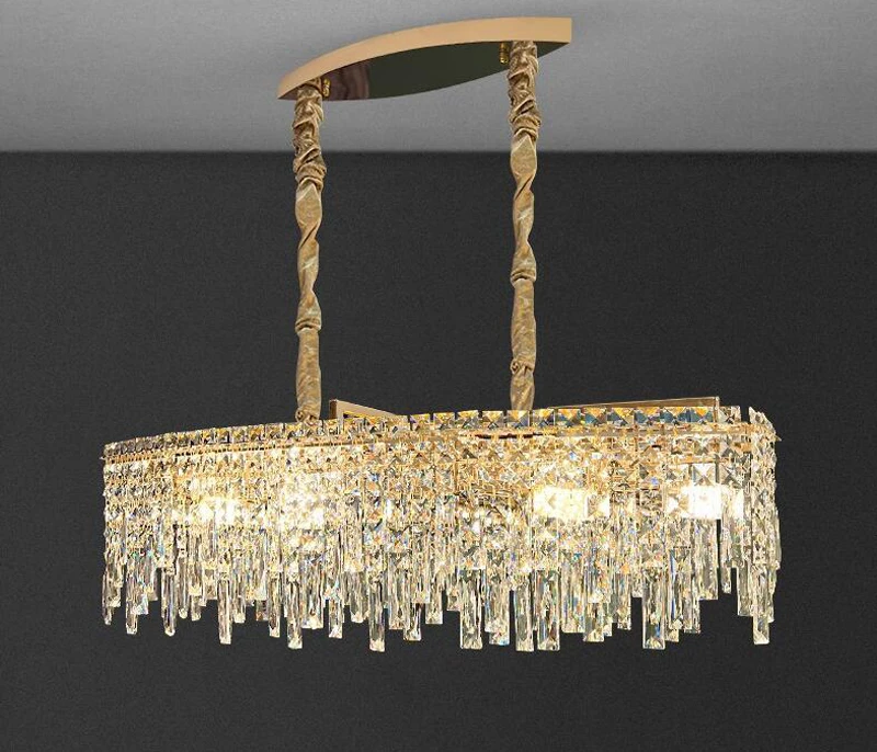 MEEROSEE Circular Pendant Light Bedroom Decorative Luxury K9 Crystal Hanging Lamp Home E14 Luxury Modern Chandelier MD98013