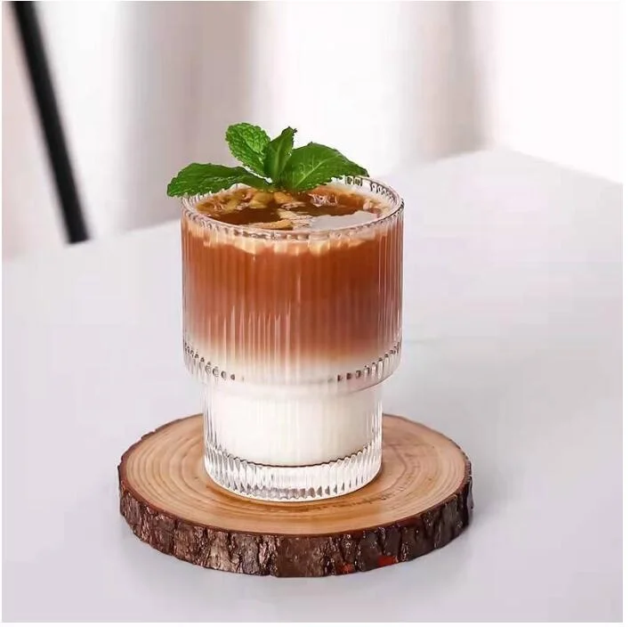 Полосатая стеклянная чашка-элегантный бокал для коктейля, кофе со льдом и сокового напитка с характерным узором