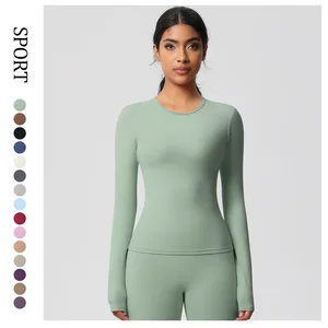 Women Long Sleeve 80% Nylon 20% Spandex Shirts High Quality Soft Daily Wear Crop Top T Shirt