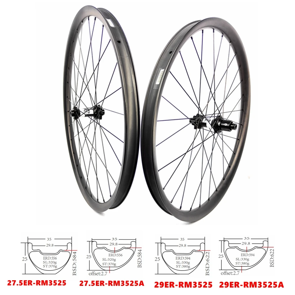 Bikedoc Wm3525 Mtb Bicycle Wheels Full Carbon Dt350 Hub High 35mm Wide Tubeless Carbon Wheels