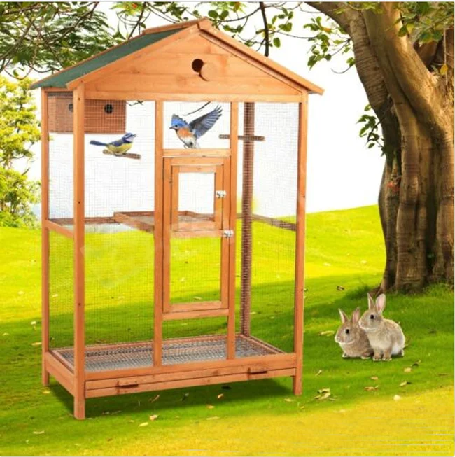 高品質ガーデン屋外ペットケージ防水DIY大型木製オウム鳥ケージ