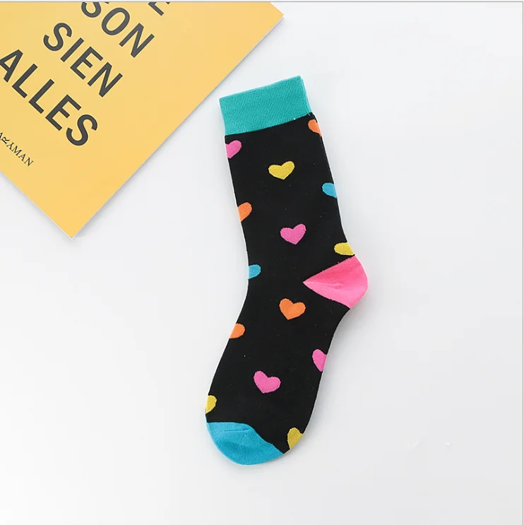 HF women color heart shape long tube versatile college style stockings socks