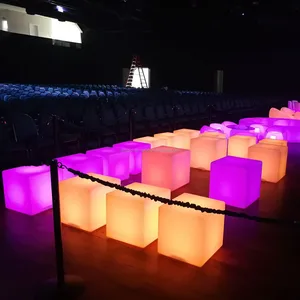 Plastic Waterproof LED Cube Chairs Colored Lighted Stool for Dining