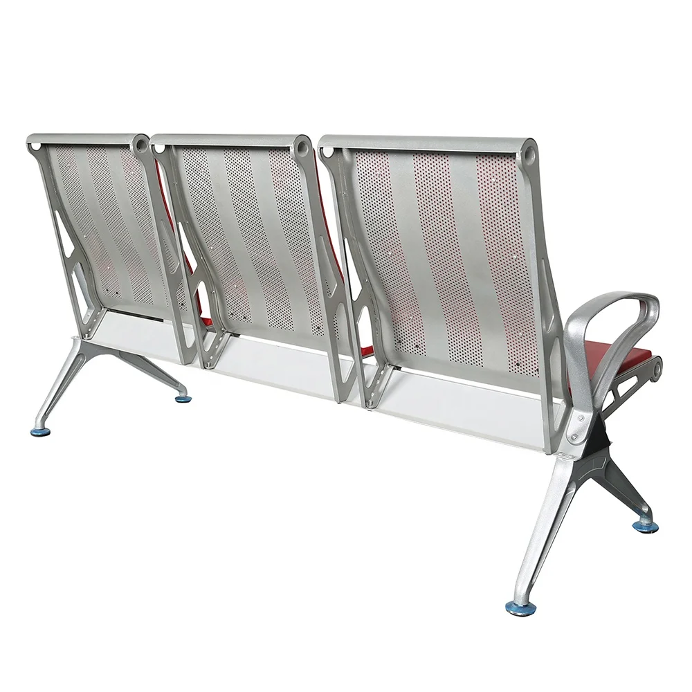 Beauty Salon Reception Waiting 3 4 5 Seater Price Airport Public Seating Bench Silver Steel Bus Stop Chair for Public YA-J108P1